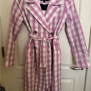 Pink and White Checkered Trench Coat